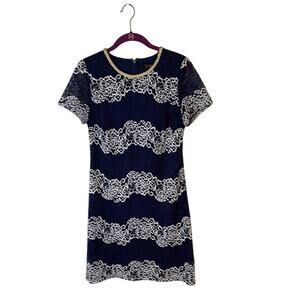Jessica Simpson Elegant Navy and White Lace Dress